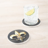 DESSOUS DE VERRE EN GRÈS GOLD FLEUR DE LIS COASTER (Côté)