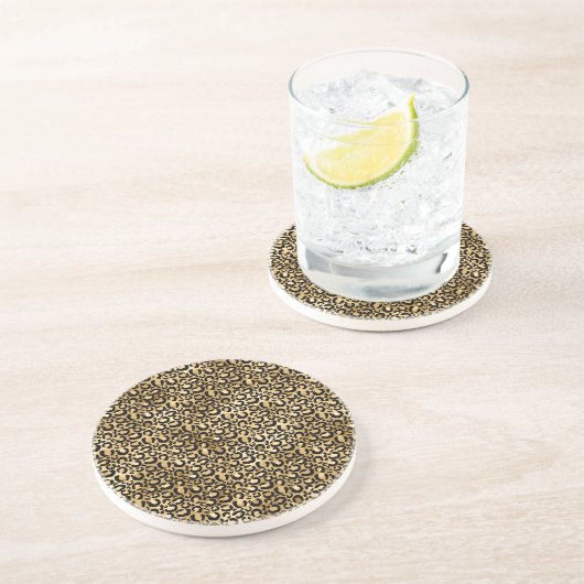 Dessous De Verre En Grès Gold Glam Black Leopard (Côté)