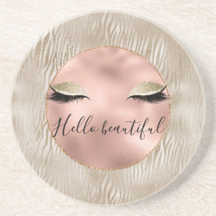 Dessous De Verre En Grès Gold Glam Glitzy Eyelashes Zebra Print