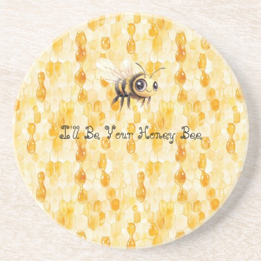 Dessous De Verre En Grès Gold Yellow Honey Bee (Devant)