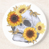 DESSOUS DE VERRE EN GRÈS GOLDEN BLOOM SKULL (Devant)