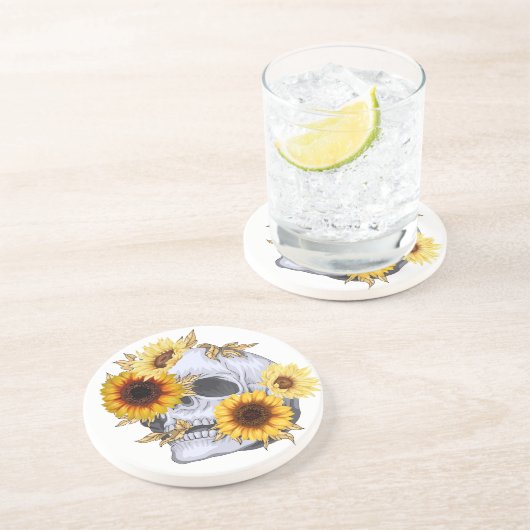 DESSOUS DE VERRE EN GRÈS GOLDEN BLOOM SKULL (Côté)