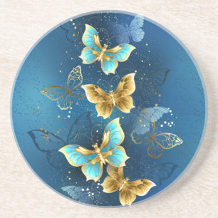 Dessous De Verre En Grès Golden butterflies