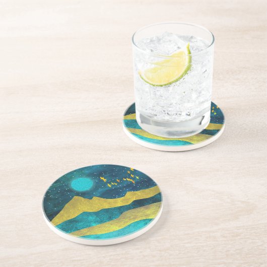 Dessous De Verre En Grès Golden Flock (Côté)