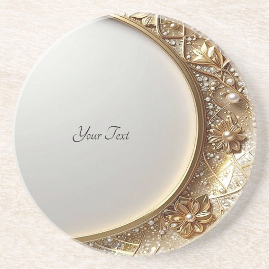 Dessous De Verre En Grès Golden Ornate Frame Sandstone Coaster (Devant)