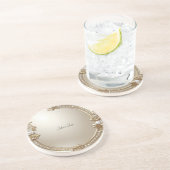 Dessous De Verre En Grès Golden Ornate Frame with Pearls Sandstone Coaster (Côté)