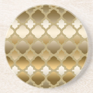 Dessous De Verre En Grès Golden Quatrefoil Marocain Motif de treillis