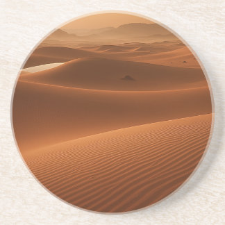 Dessous De Verre En Grès Golden Serenity - Desert Landscape at Sunset