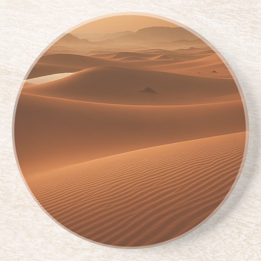 Dessous De Verre En Grès Golden Serenity - Desert Landscape at Sunset (Devant)