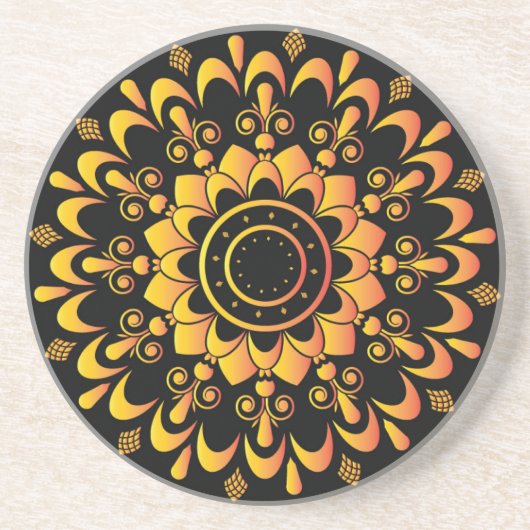 Dessous De Verre En Grès Golden Unique Mandala Design-95747 (Devant)
