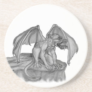 Dessous De Verre En Grès GOLEM - Gargoyle noir et blanc