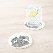 Dessous De Verre En Grès GOLEM - Gargoyle noir et blanc (Côté)