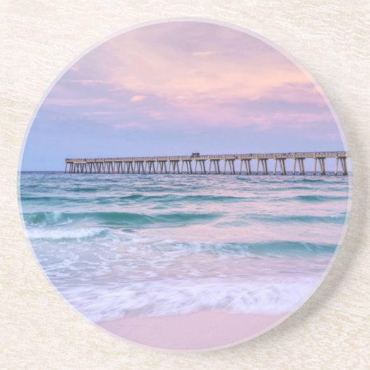 Dessous De Verre En Grès Good Morning Navarre Beach Pier (Devant)