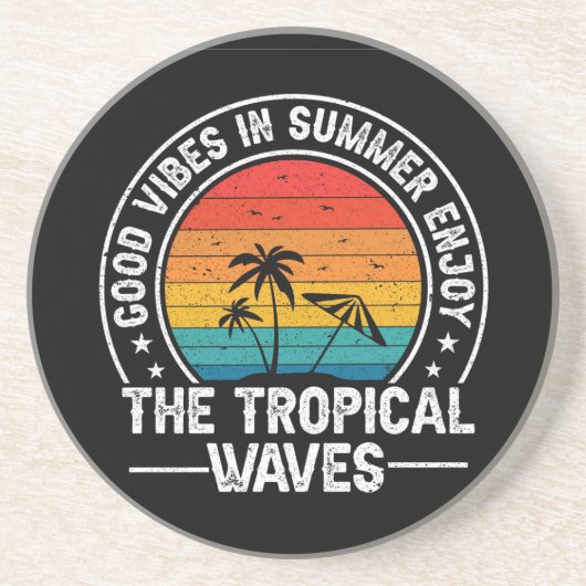 Dessous De Verre En Grès Good Vibes en été Profitez du Tropical-66775 (Devant)