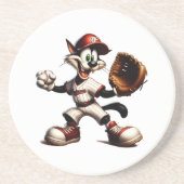 Dessous De Verre En Grès Goofy Cat Baseball Pitcher Monte (Devant)