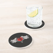 Dessous De Verre En Grès Goth Heart avec Ange Wings (Côté)