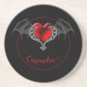 Dessous De Verre En Grès Goth Heart with Bat Wings Personnalisé (Devant)
