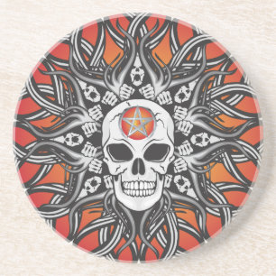 Dessous De Verre En Grès Goth Skull - Orange