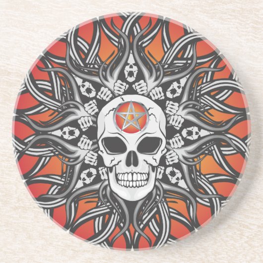 Dessous De Verre En Grès Goth Skull - Orange (Devant)