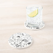 Dessous De Verre En Grès Graffiti mignon : Doodle Art Set. (Côté)