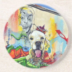 Dessous De Verre En Grès Graffiti mural de chien