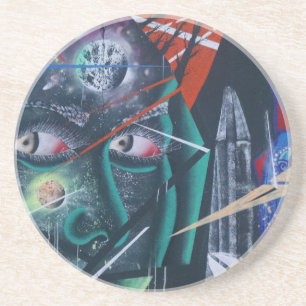 Dessous De Verre En Grès Graffiti Rave foncée
