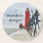 Dessous De Verre En Grès Grand Haven Michigan Lighthouse<br><div class="desc">This coaster features the lighthouse at the Grand Haven,  Michigan pier.</div>