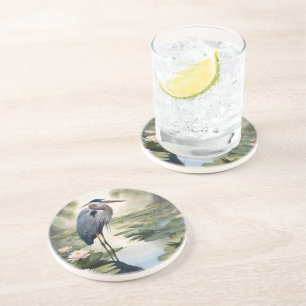 Dessous De Verre En Grès Grand héron bleu