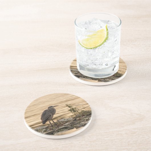 Dessous De Verre En Grès Grand héron bleu (Côté)