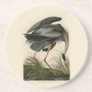 Dessous De Verre En Grès Grand Héron bleu d'Audubon Marais Oiseau