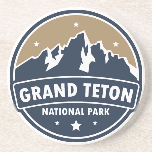Dessous De Verre En Grès Grand Teton National Park Round Emblem (Devant)