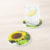 Dessous De Verre En Grès Grand tournesol jaune (Côté)