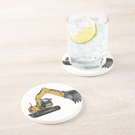 Dessous De Verre En Grès Grande excavatrice jaune (Côté)