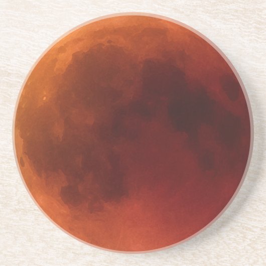 Dessous De Verre En Grès Grande Graphique de Lune Éclipsée Rouge (Devant)