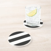 Dessous De Verre En Grès Grandes rayures noires et blanches (Côté)