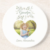 Dessous De Verre En Grès Grandpa Gift Coaster - Heart Photo & Eucalyptus (Devant)