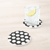 Dessous De Verre En Grès Grands pois noirs et blancs (Côté)
