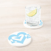 Dessous De Verre En Grès Graphique d'amour cool, Bleu (Côté)