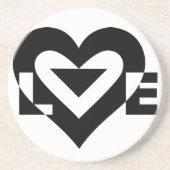 Dessous De Verre En Grès Graphique d'amour cool, noir (Devant)