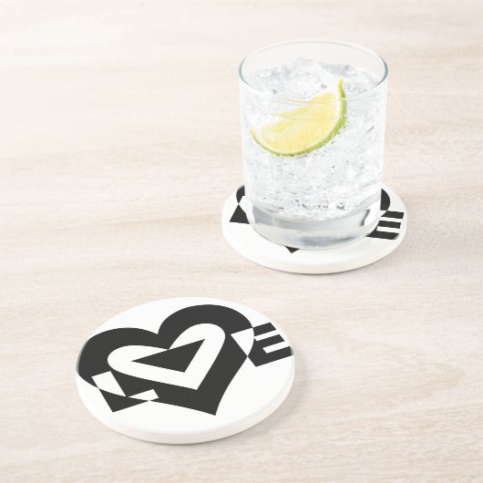 Dessous De Verre En Grès Graphique d'amour cool, noir (Côté)