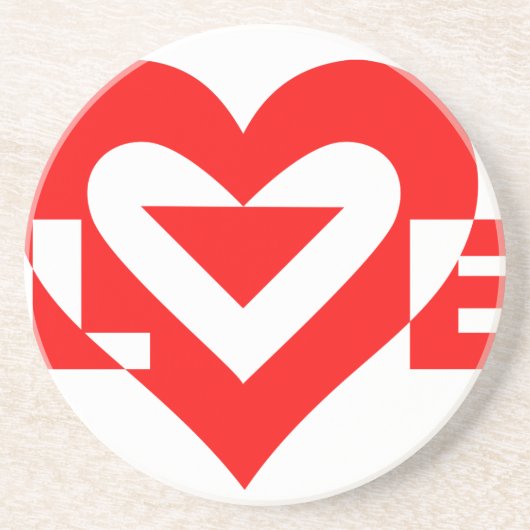 Dessous De Verre En Grès Graphique d'amour cool, Rouge (Devant)