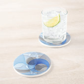Dessous De Verre En Grès Graphique d'art fractal gris bleu Abstrait moderne (Côté)