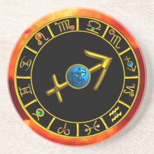 Dessous De Verre En Grès Graphique d'astrologie du JEWEL ZODIAC SAGITTARIUS (Devant)