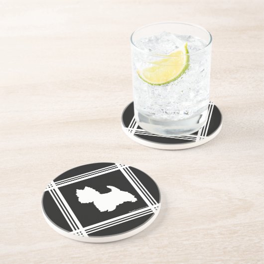 Dessous De Verre En Grès Graphique noir (Côté)