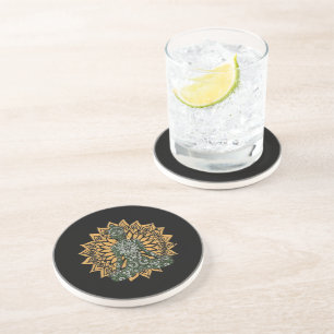Dessous De Verre En Grès Graphique Zen de la posture de lotus de yoga