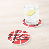 Dessous De Verre En Grès graphisme rouge, noir et blanc (Côté)