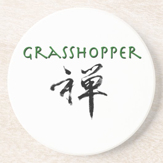 Dessous De Verre En Grès Grasshopper avec le symbole "Zen" (Devant)