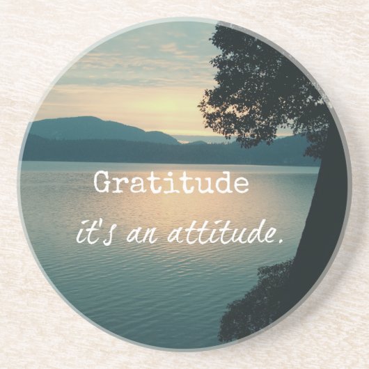 Dessous De Verre En Grès Gratitude : C'est une citation d'attitude (Devant)