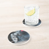 Dessous De Verre En Grès Gravure de voiture noire (Côté)