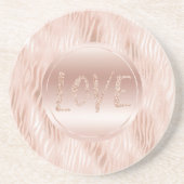 Dessous De Verre En Grès Gravure Peach Pink Zebra impression Parties scinti (Devant)